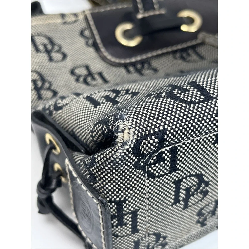 Vintage Dooney & Bourke‎ Signature Monogram Shoulder Handbag Purse Grey/Black